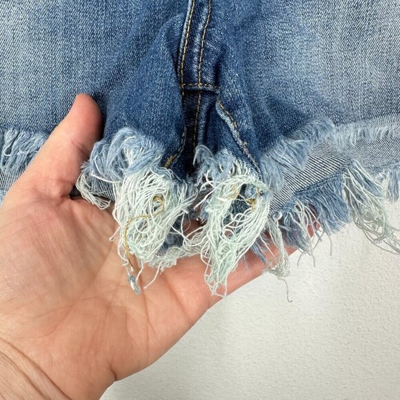 Blank NYC Size 31 Raw Hem Denim Jean Shorts Casual Medium Wash Zipper Fly - Picture 8 of 10